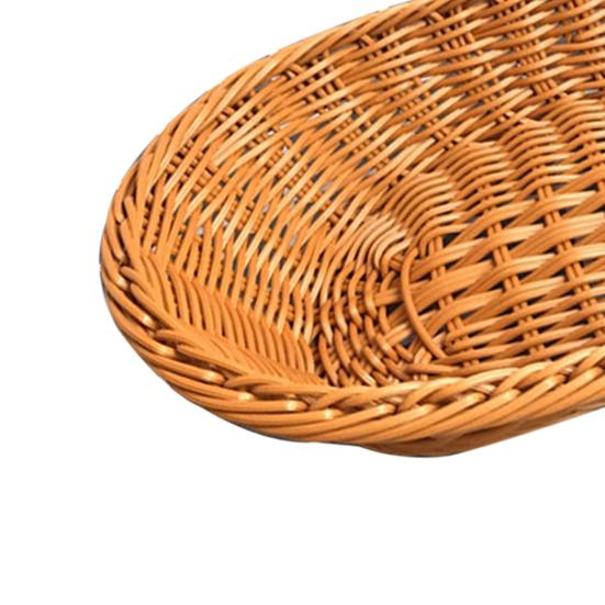 Storage Basket Food Grade Quick Drainage Oval Safe Curved Artificial Rattan Braided Food Basket Household Supplies
