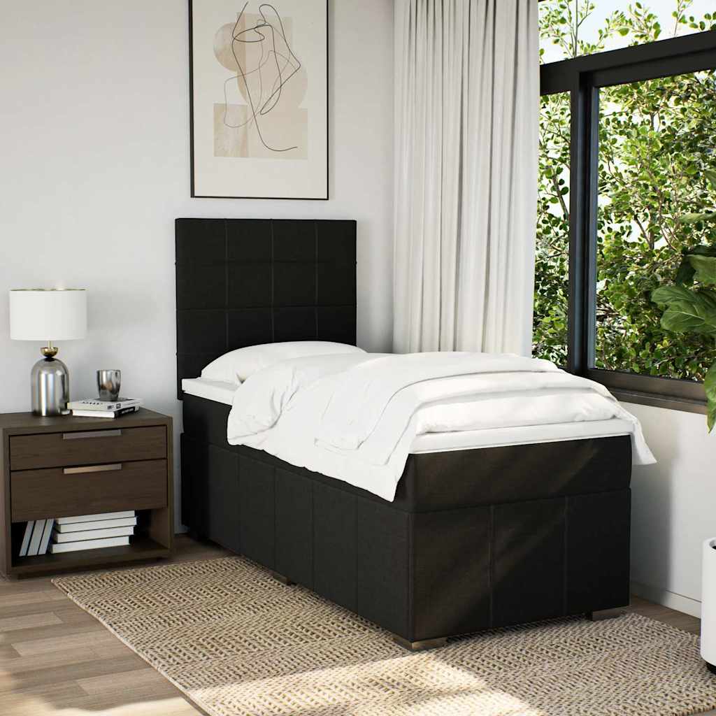 Box Spring Bed with Mattress Black 90 x 190 cm Fabric