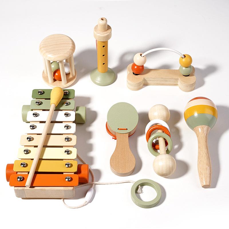 Cage bell baby hand-grabbing bell rattle musical instrument infant early education soothing bed bell wooden toy