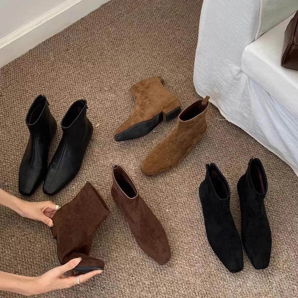 Винтажные замшевые женские эластичные облегающие полусапожки, повседневная обувь на низком каблуке, осенние женские туфли для вечеринок, современные ботильоны, новые