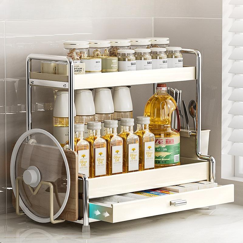 Kitchen Spice Storage Rack Kitchen Shelf Multi-layer Storage & Organization Countertop Spice Tool Carrier Accessories