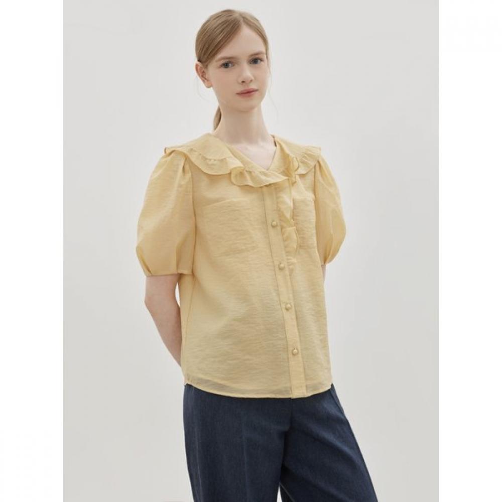 Cc Collect Ruffle Decoration Wide Collar Blouse C262msc135