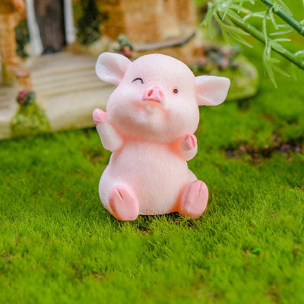 8pcs DIY Animal Statue Pink Pig  Model Dollhouse Accessory Micro Landscape Decoration Resin Craft Pig Miniature