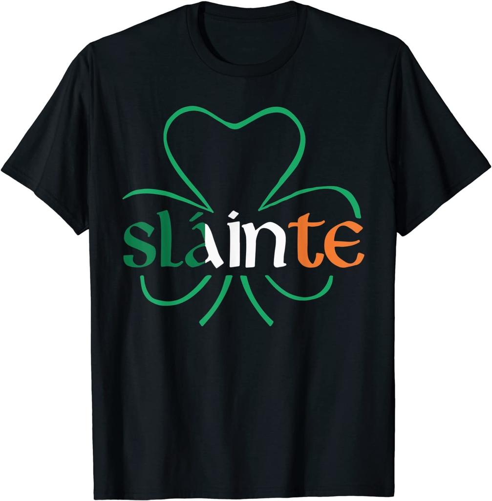 Slainte Irish Shamrock Funny St. Patrick's Day Drinking Cotton Tee - MADE IN USA
