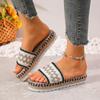 2024 New Fashion Color Matching Women's Slippers Open Toe Comfortable Summer Versatile Thick Sole Mid Heel Zapatos De Mujer