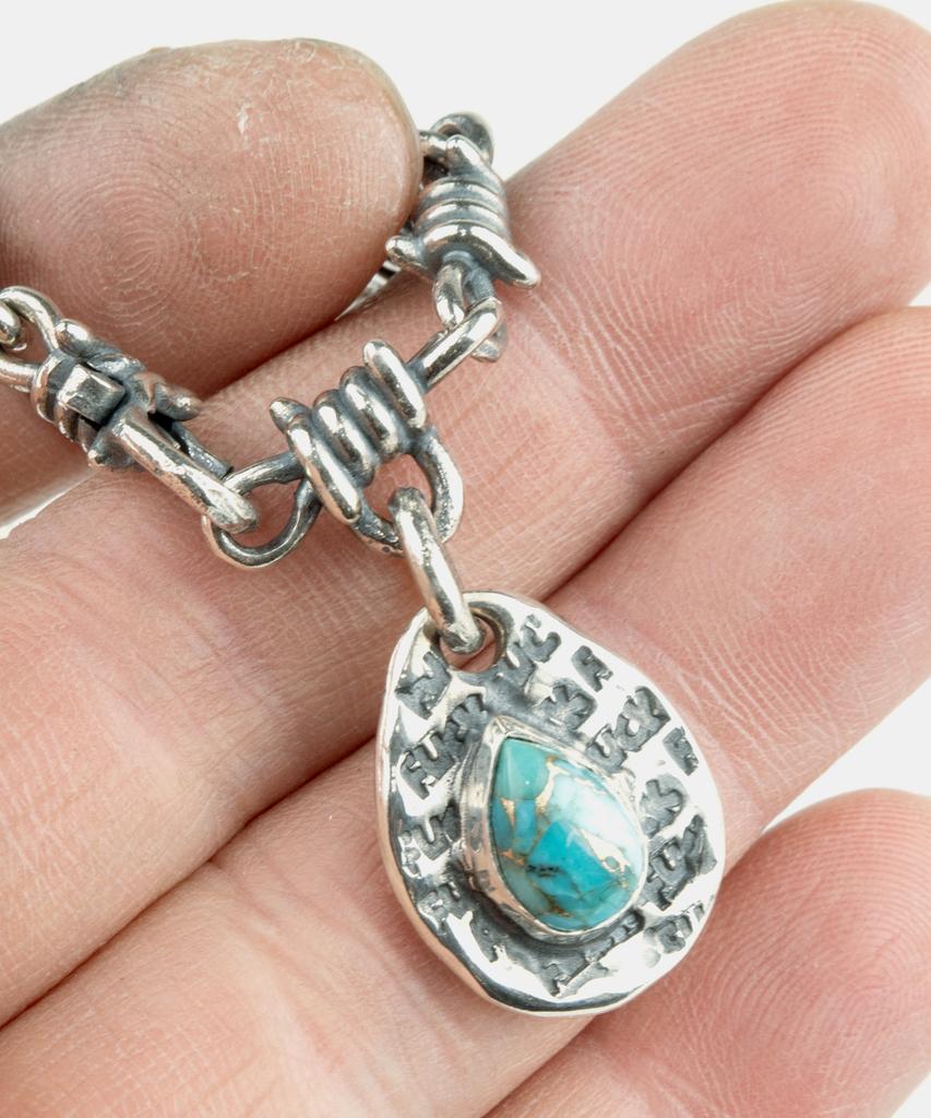 Sheen666 Turquoise Pendant Silver Bracelet