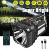 Solar Energy High Power LED Flashlight Type-C Rechargeable Strong Light Lamp Waterproof For Outdoor Camping Hiking