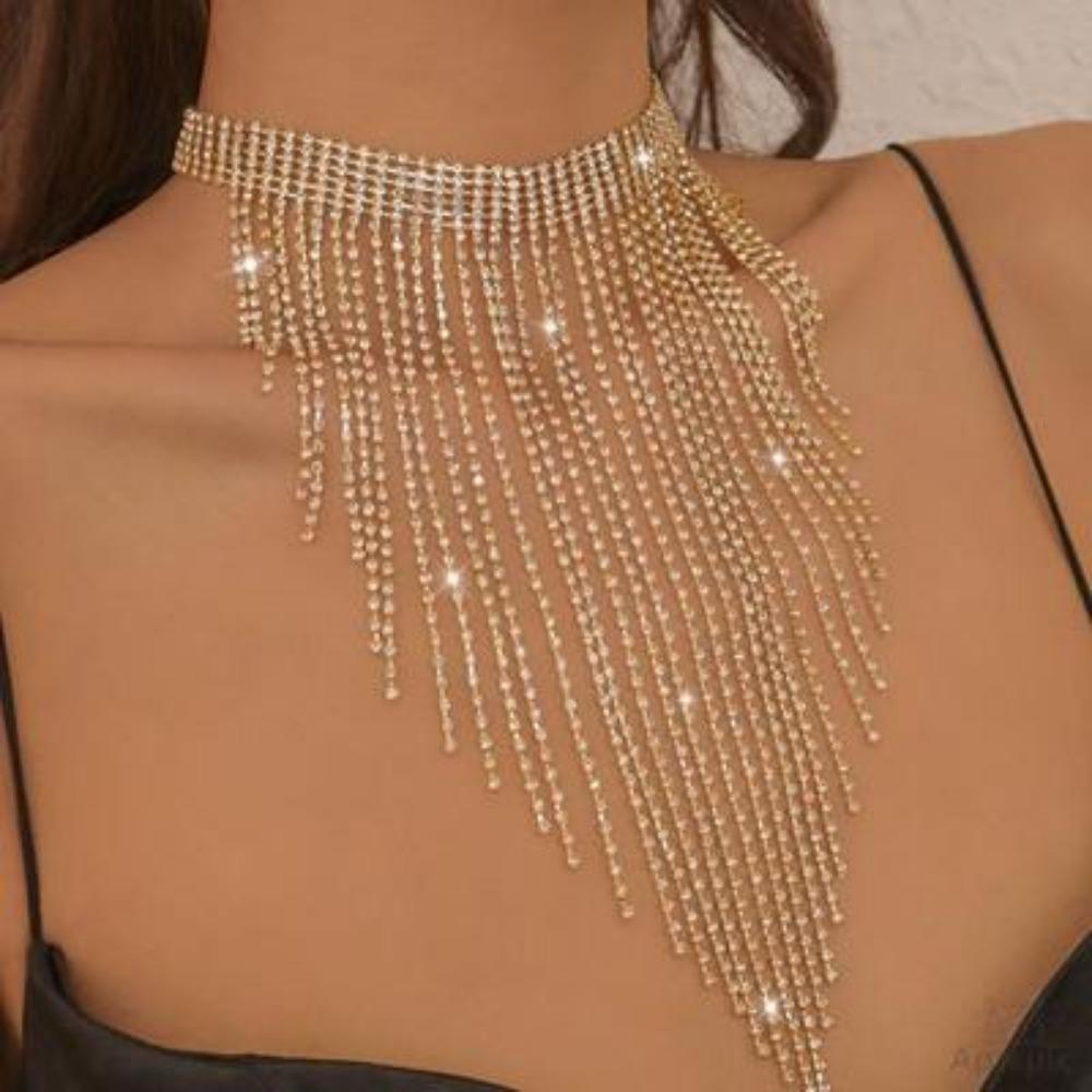 Ожерелье с кисточками и водными бриллиантами, легкая роскошная цепочка с бриллиантами, улучшенное ожерелье
