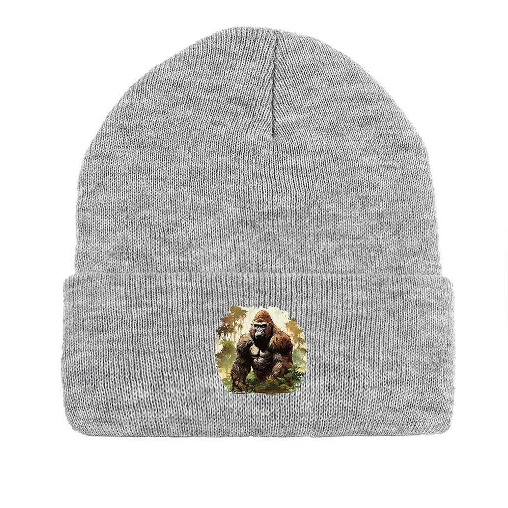 Lifelike Gorilla Print Knitted Cap Beanie, Skullies Beanies Stretchable Stretchy Stylish Bonnet Knit Hat Beanie