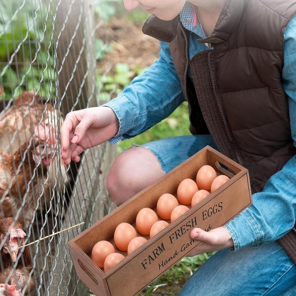 Open-Top Lid Wood Egg Case Large Capacity Egg Display Crates  Kitchen Organizer
