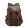 Men's and Women's Backpacks Retro Shoulder Travel Bag Computer Travel Bag Waxed Canvas with Crazy Horse Bag