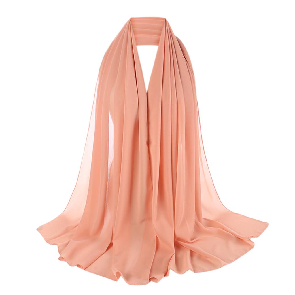 Женские шарфы, однотонный платок на голову, жемчужный хиджаб, легкий модный шарф для волос 