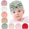 Cotton Polyester Big Bow Hats Solid Color Toddler Turban Cute Infant Headwear  Baby Girls Boys