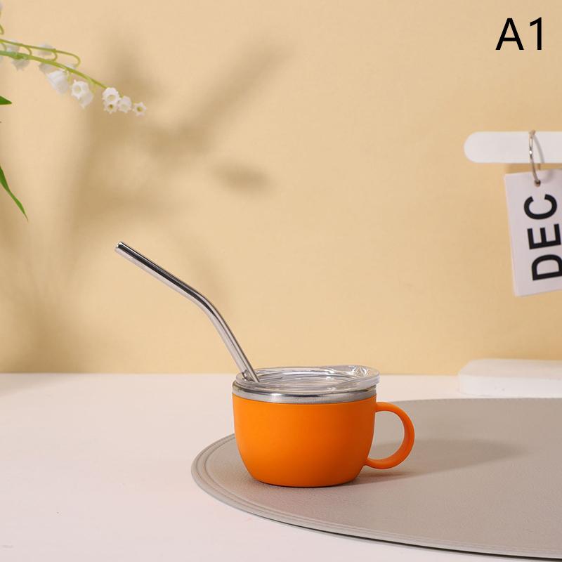 Ударопрочная термокружка из нержавеющей стали объемом 3 унции с ручкой, мини-чашка с крышкой и трубочкой, идеально подходит для кемпинга и столовой