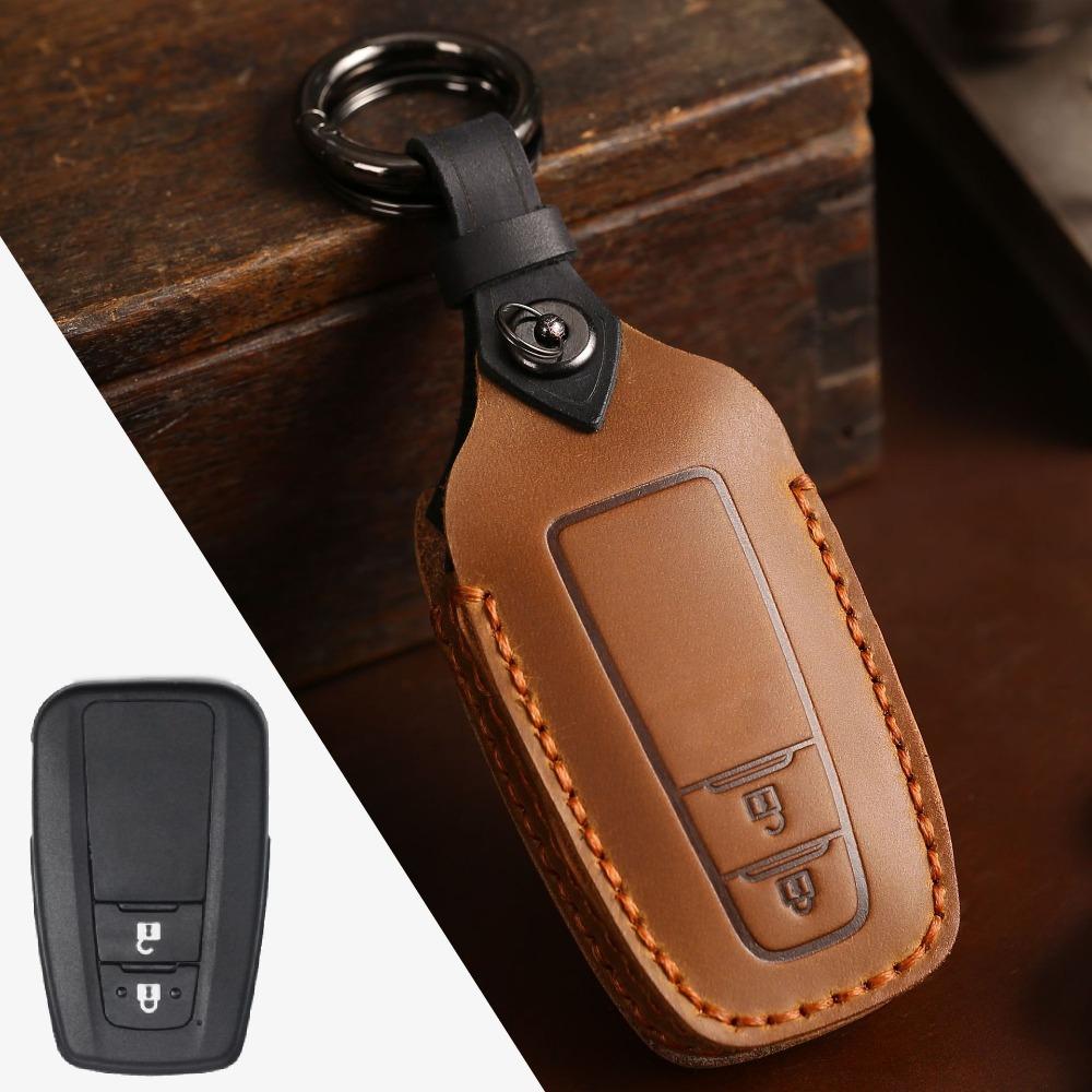 Handmade Genuine Leather Key Cover for Toyota Camry Avalon Retro Crazy Horse Style Car Key Case