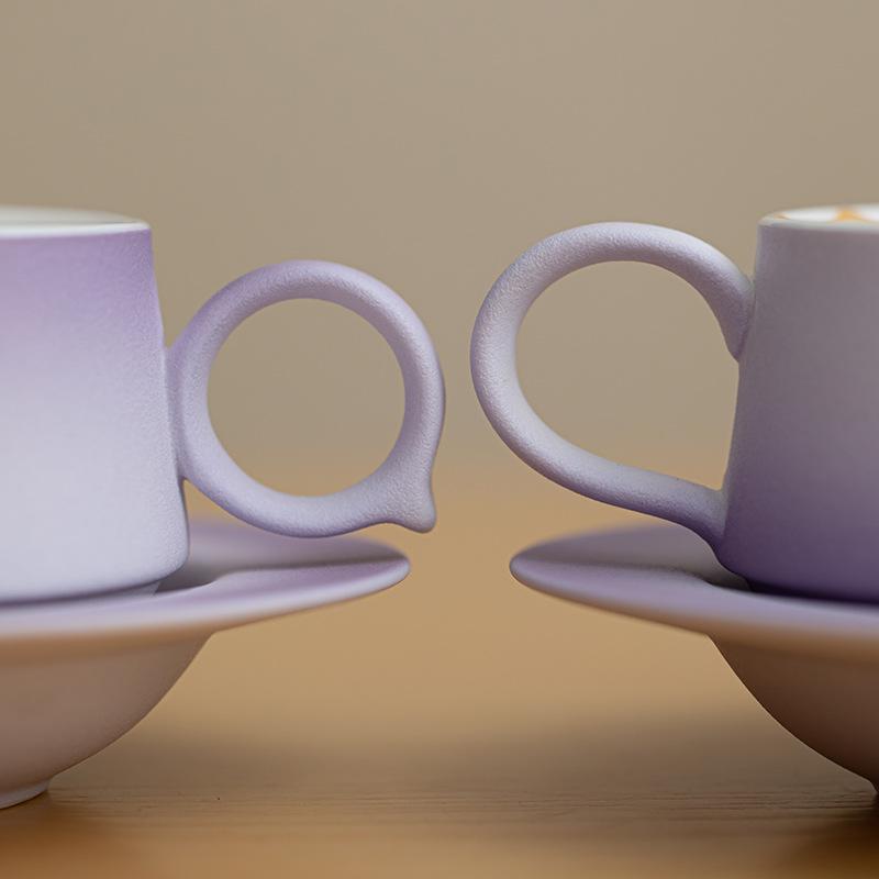 High-End Gradient Ceramic Coffee Cup & Saucer Set for Afternoon Tea