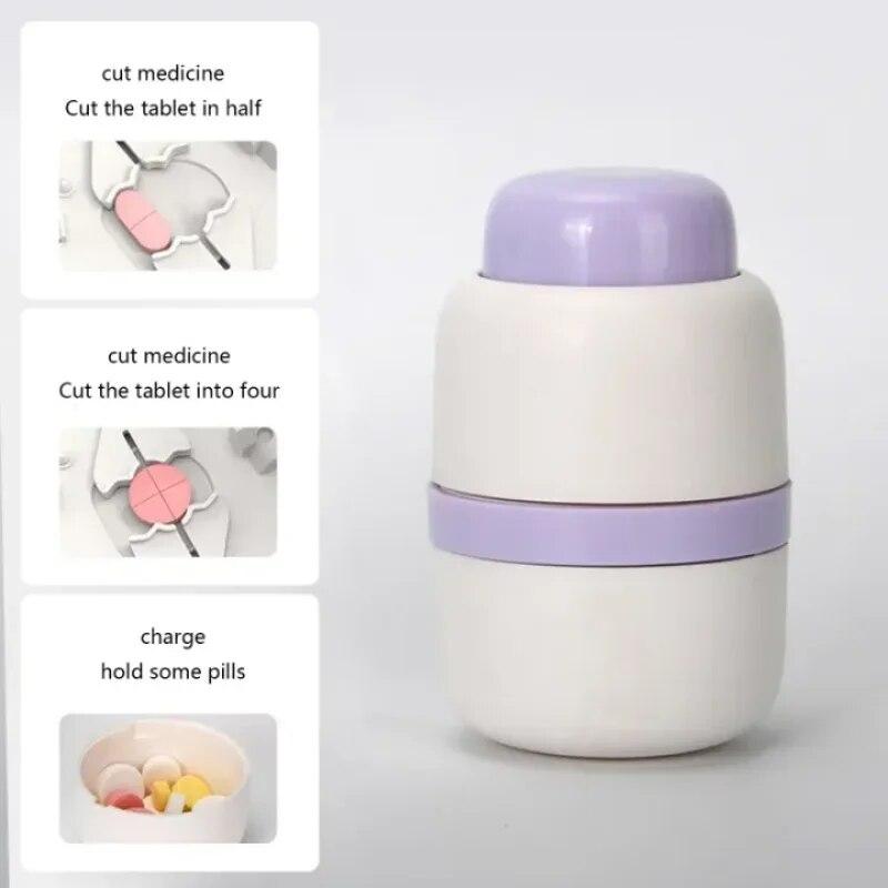Портативная коробка для таблеток с резаками, маленькие твердые таблетки или большие таблетки, органайзер для хранения в полчетверти