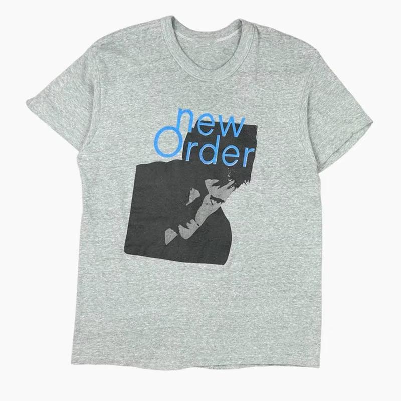 New Order Band Minimal Logo Graphic‑Print Unisex T‑Shirt, Alternative Rock Vintage‑Style Casual Street‑Wear Short‑Sleeve Top For Music Fans