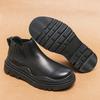 Осень новая мужская обувь челси верхняя одежда круглый носок рукав повседневная кожаная обувь зимний бархат теплые уличные хлопковые ботинки