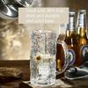 KEMORELA 1/2PC Pub Beer Glasses Thick-Base Pint Mugs with Frosted Glacier Texture Bar Grade Glassware for Lager IPA Craft Beer