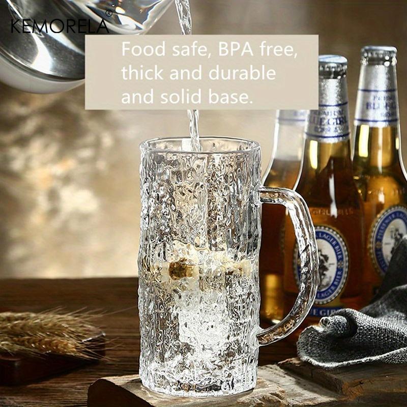 KEMORELA 1/2PC Pub Beer Glasses Thick-Base Pint Mugs with Frosted Glacier Texture Bar Grade Glassware for Lager IPA Craft Beer