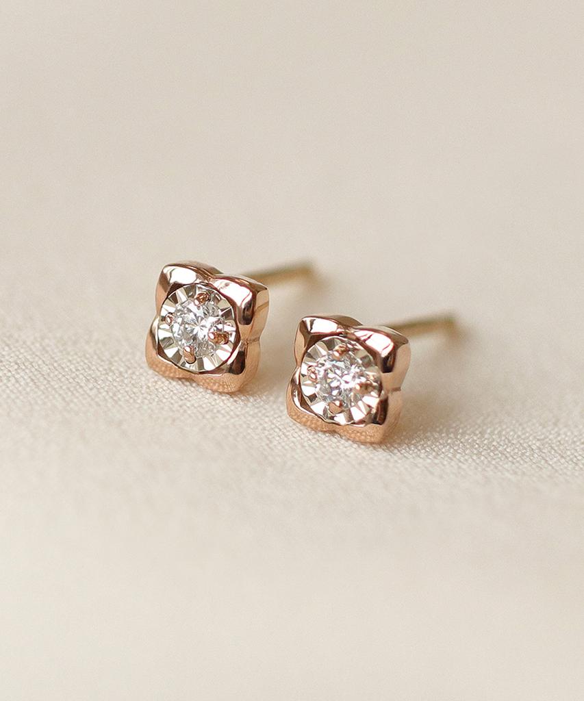 Loveenb [14K Gold] Rosé Lab-Worn Diamond Earrings