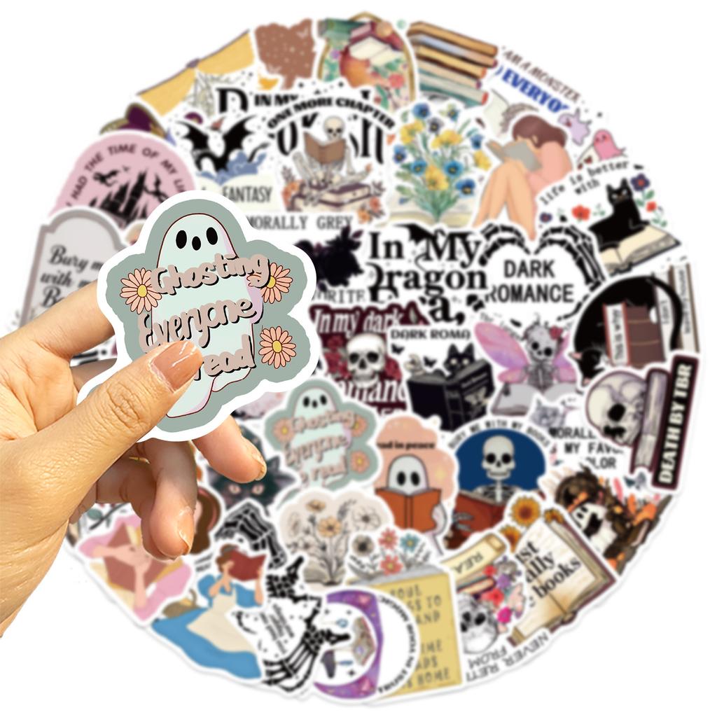 50 Cartoon Readings Bookish Doodle Stickers Decorate Guitar Notebook Suitcase DIY Waterproof