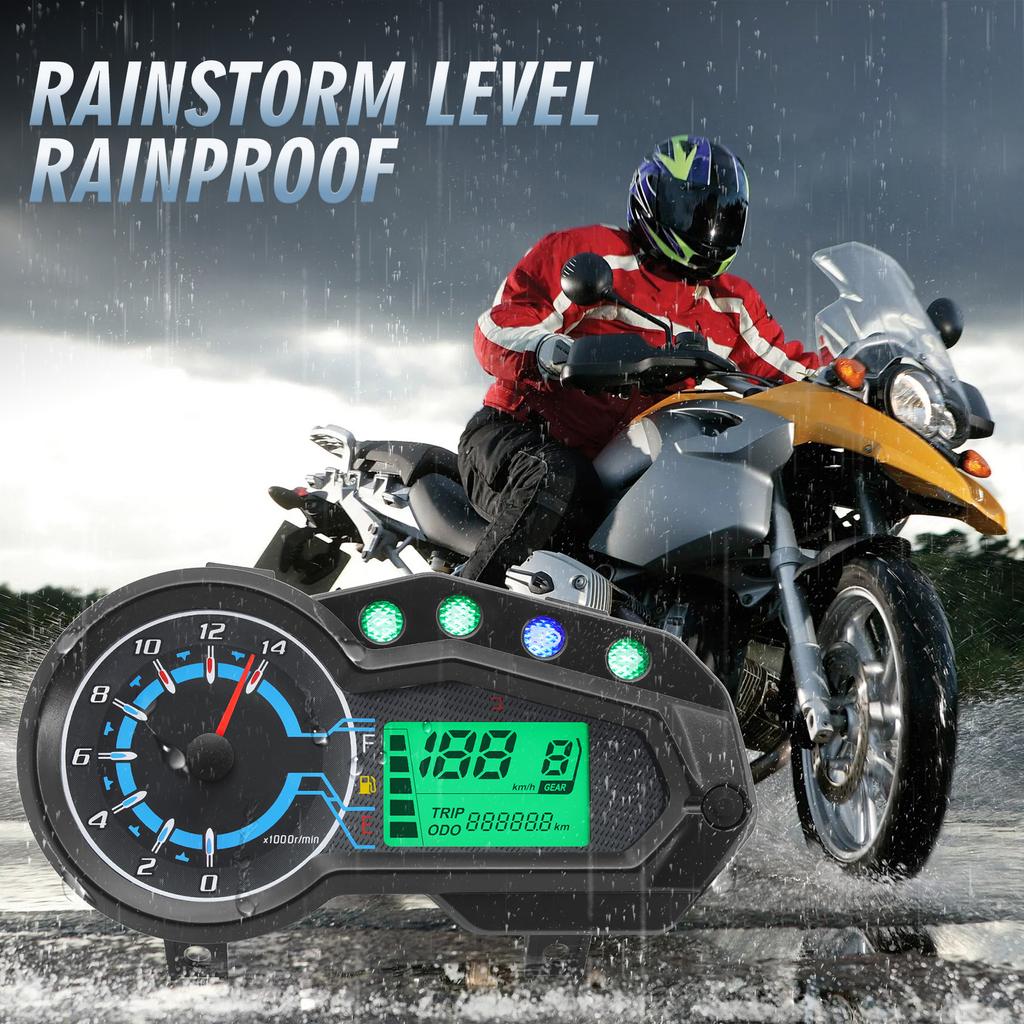 Universal Motorcycle Instrument RPM Speed Display LED Oil Gauge 140000 Tachometer Tach Dashboard For Italika 150z 150sz 170z