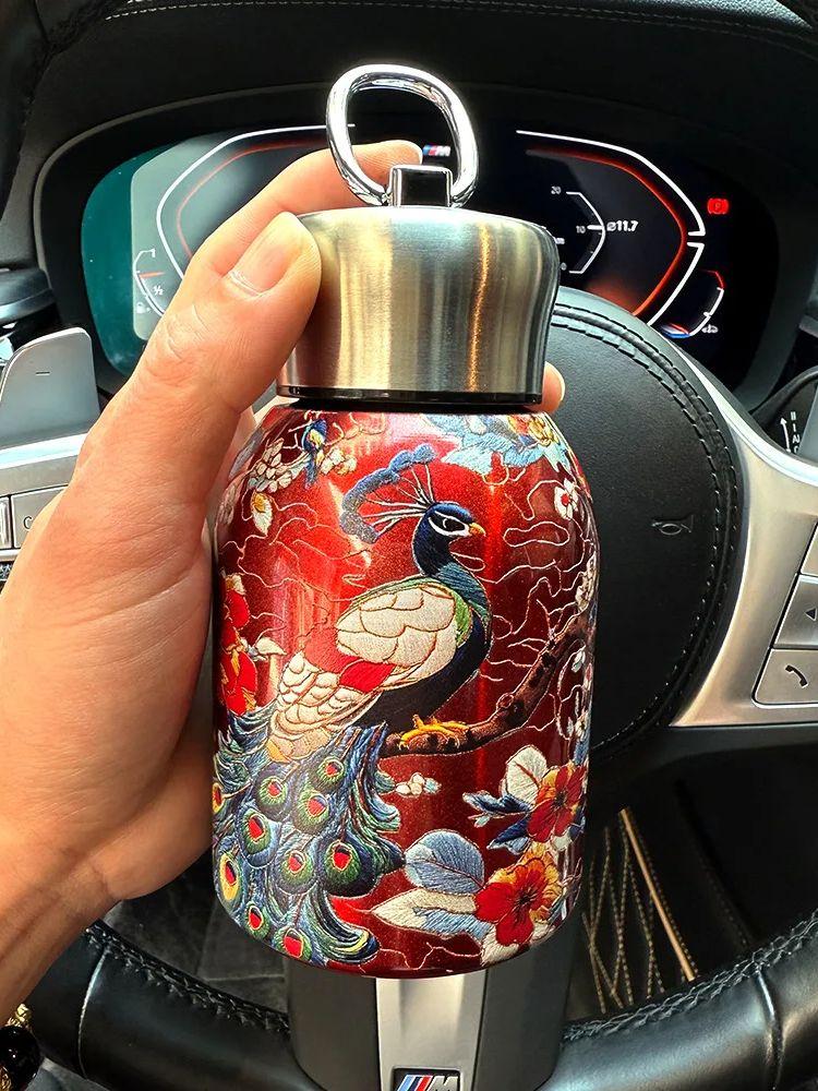 Термос в новом китайском стиле для трансграничной торговли, портативный, с ручкой для улицы, карманная чашка для автомобиля, с принтом