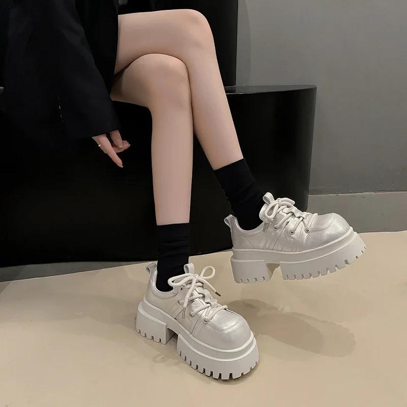 Модная женская обувь на высоком каблуке Мода 2025 Туфли на шнуровке с круглым носком для женщин Офис и карьера Классика Бестселлер Платформа Женская обувь