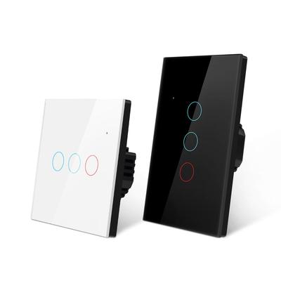 Светодиодный выключатель освещения ЕС, США, светодиодная панель из хрустального стекла, настенный светильник, переключатель 1/2/3 Gang AC100V-250V, сенсорные выключатели, прерыватель, нейтральный провод не требуется