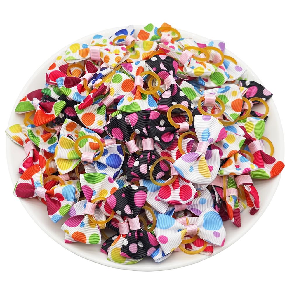 100pcs Cute Pet Hair Bows 100% Handmade Elegant Durable Dog Hair Accessories Flower Pet Grooming Supplies Small Dog Hair Clips