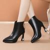 Fashion Women Wedding Boots 2024 New Genuine Leather Fashion  Women Ankle Boots Women Mid-heel Pointed Ladies Booties