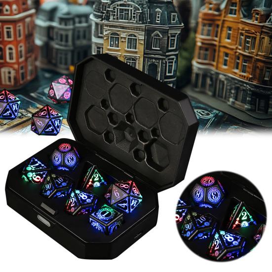 1 набор светодиодных светящихся игральных костей USB-перезаряжаемые RGB светящиеся многогранные игральные кости D4 D6 D8 D10 D12 D20 мигающие игральные кости для взрослых семейная вечеринка настольная игра
