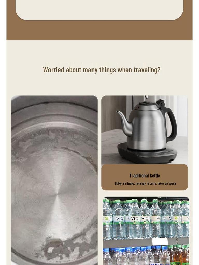 Портативный мини умный электрочайник и термокружка с USB-зарядкой для путешествий.