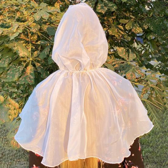 Women Headscarf Embroidery Lace Splicing Downward Shape Handkerchief Solid Color Thin Female Headwear