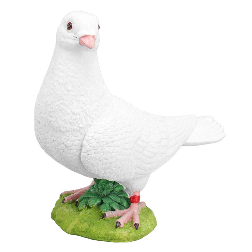Artificial White Doves Ornament High Simulation Resin White Feather Birds Ornaments for Garden Home Decoration Head