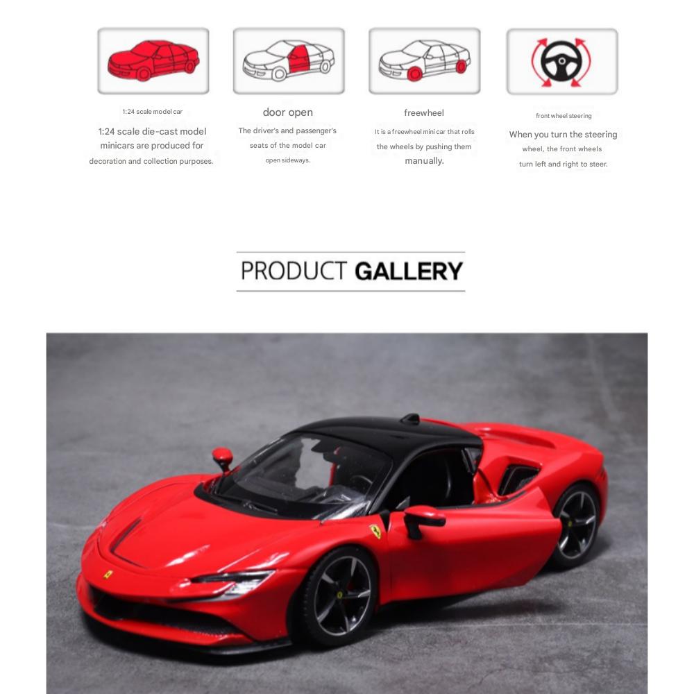 Браго 1:24 Ferrari Stradale SF90 Car Diecast, красный, 1 шт.