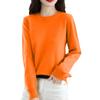 Women's Casual Lace Round Neck Base Layer Knitted Long Sleeve Solid Color Sweater