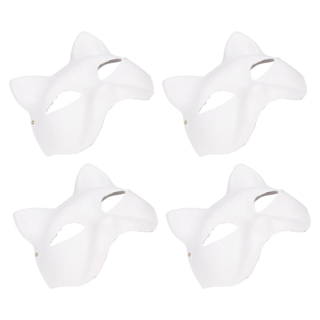 10 шт. Бумажная маска для лица териана-кошки, сделай сам, раскрашенная вручную, пустая маска животного-кошки на пол-лица с мехом и сеткой для глаз для косплей-вечеринки