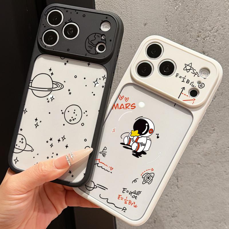 Креативный чехол с принтом астронавта для iPhone 17 Pro Max Для iPhone 16 15 14 13 Pro Max Роскошный гибридный TPU+PC Прозрачная задняя жесткая крышка