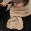 Japanese Embroidery Puppy Solid Color Knitted Scarf Female Autumn and Winter Student Warm Versatile Cashmere Scarf Unisex