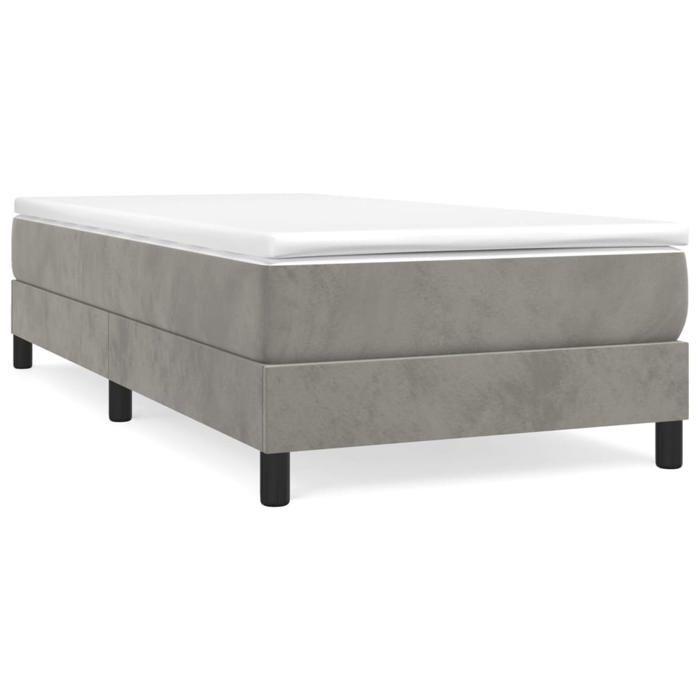 Cadre de lit avec matelas - Maison Exclusive - 100x200cm - Velours gris clair - Relaxation maximale