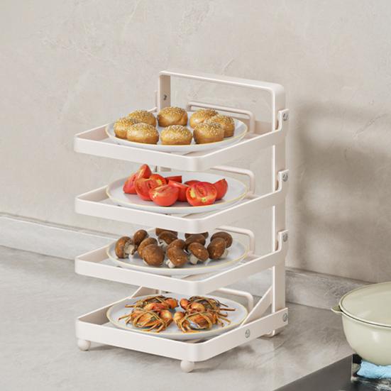 Настенная кухонная полка для хранения Органайзер для кастрюль и сковородок Высокая грузоподъемность Многослойная складная конструкция Сверхпрочная полка для кастрюль и сковородок