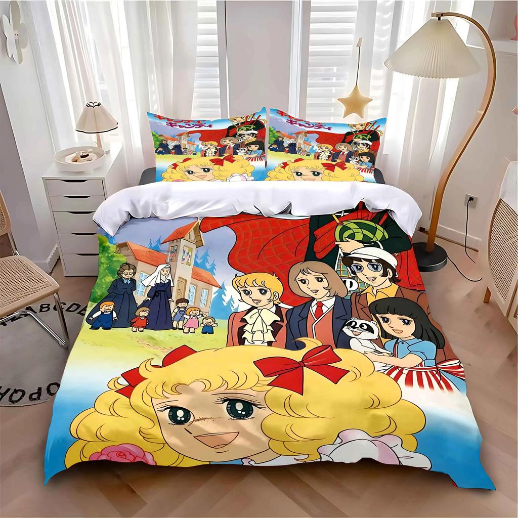 Duvet Cover Pillowcase Bedding Set Adult Boy Girl Bedroom Decoration Children Gift Single Double Large Size Candy Candy A-Animes