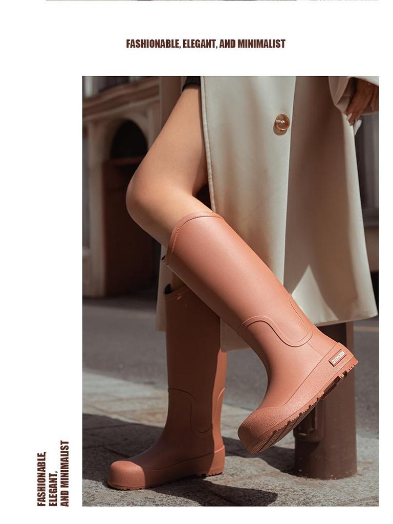 Женские водонепроницаемые противоскользящие длинные резиновые сапоги - модная резиновая обувь в корейском стиле для ношения на открытом воздухе