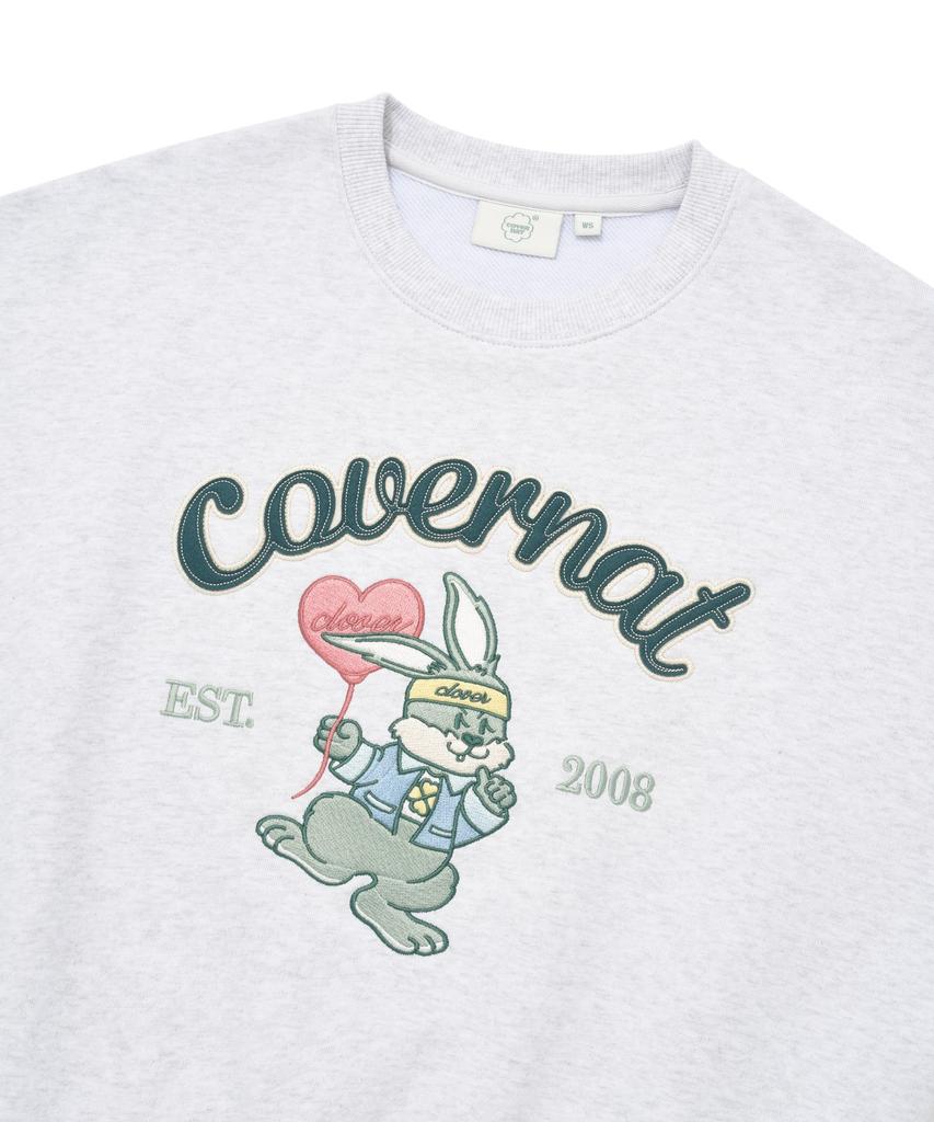 COVERNAT WOMAN Crop Cloverney Embroidered Sweatshirt Heather Gray