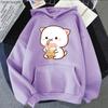 Толстовка с капюшоном Peach and Goma для женщин Harajuku Cute Kawaii Cat Boba Milk Tea Hoodies Unisex Autumn Winter Funny Graphic Hooded Hooded Hoody