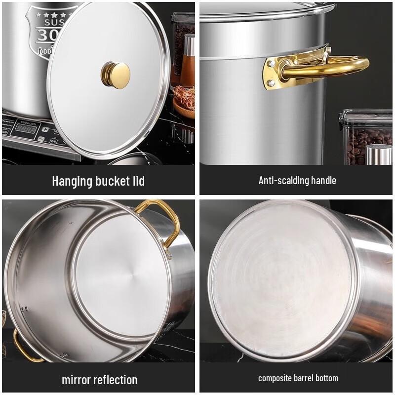 Xiyao 304 Stainless Steel Commercial Soup & Rice Pot with Lid