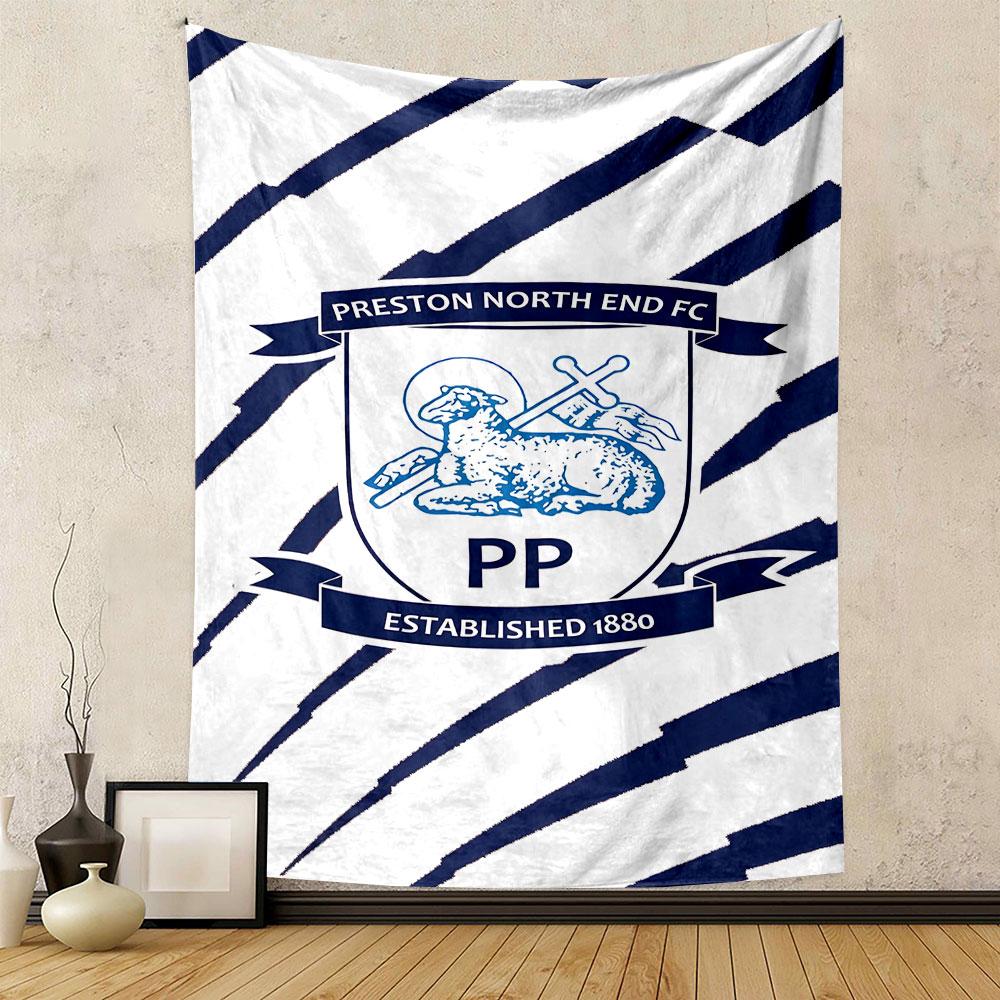 Preston North End FC Logo Tapestry Patterned Tapestry Decorative Wall Hanging, Home Bedroom Living Room Decor